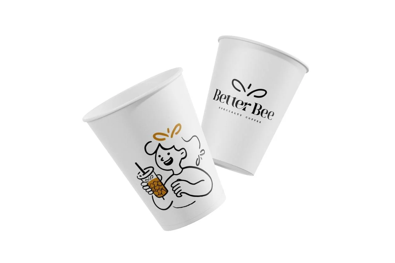 Better Bee illustrated coffee cups