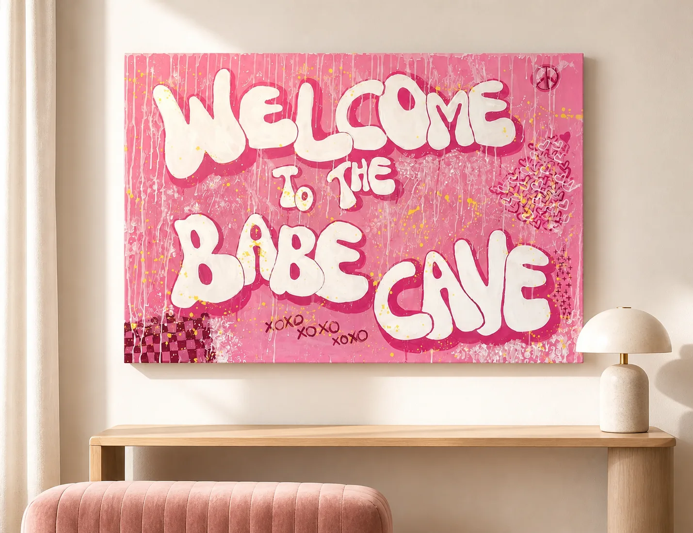 Welcome to the Babe Cave, Acrylic and ink on canvas