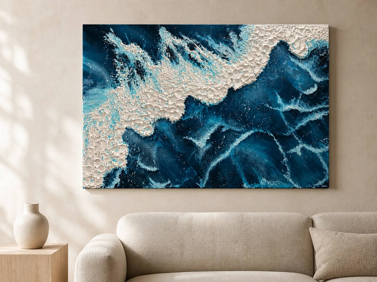 Where the Foam Thinks, Textured acrylic on canvas