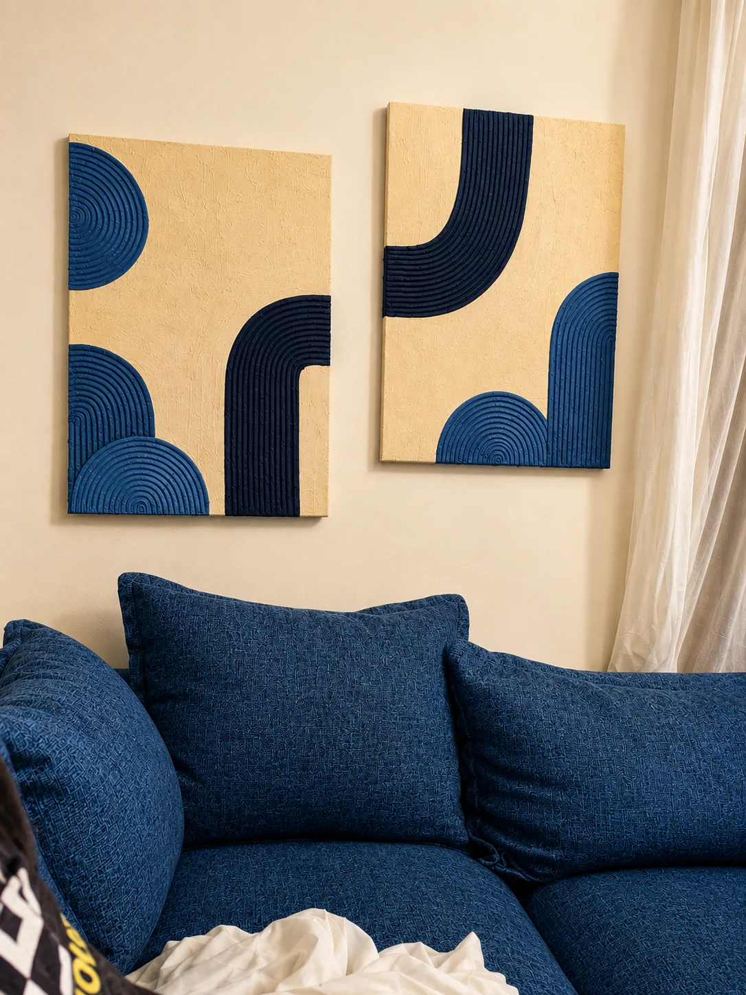 Slow Currents I & II, Textured acrylic on canvas, diptych